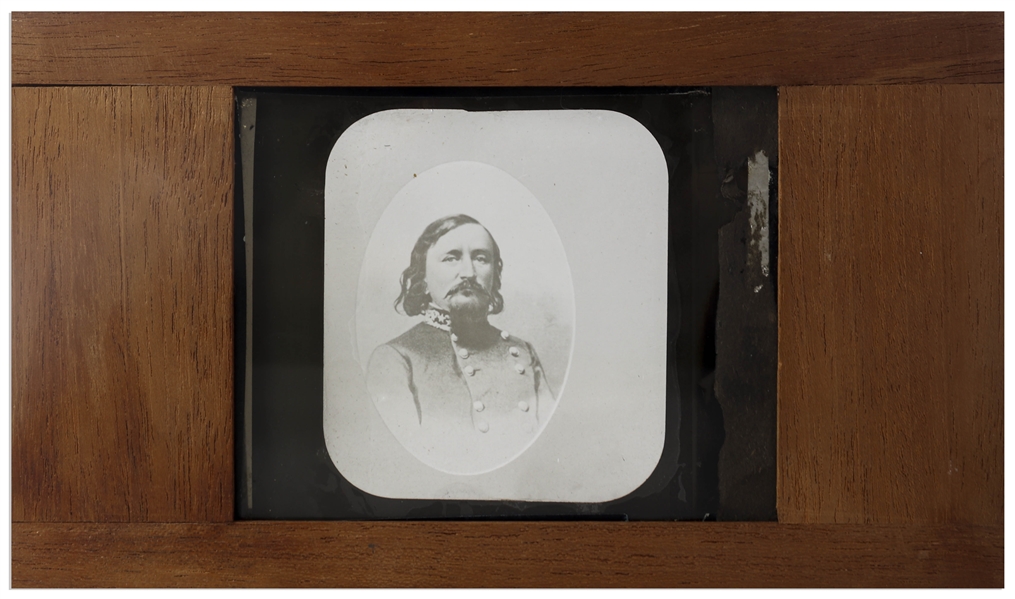 Civil War Magic Lantern Slide -- Portrait Photograph of CSA General George Pickett, Infamous for ''Pickett's Charge'' at Gettysburg That Turned the Course of War